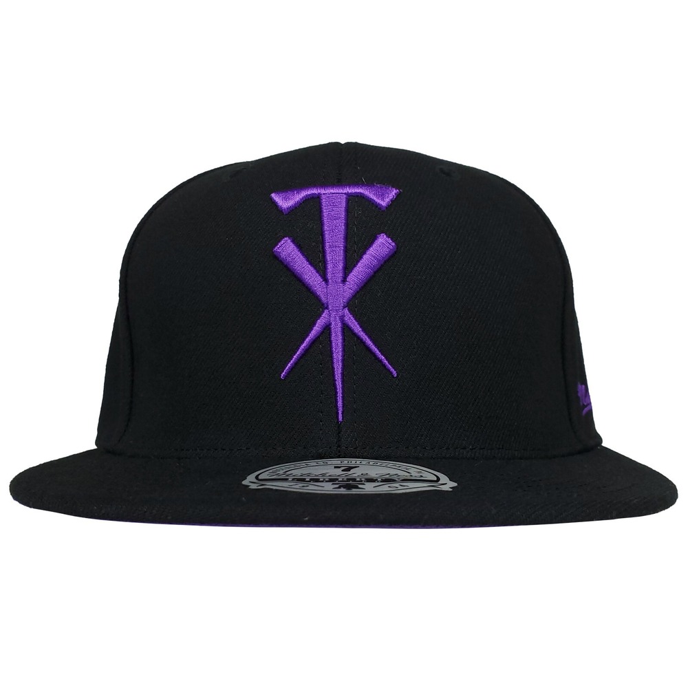 WWE Undertaker Mitchell & Ness Fitted 7 Flatbill Hat Cap 3D Logo Black NWT